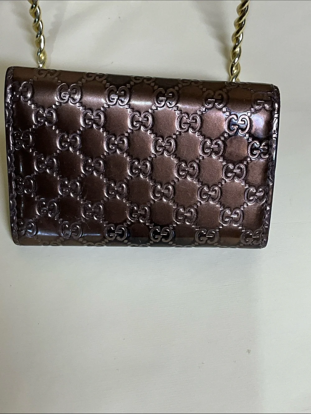 Gucci Brown GG Embossed Leather Key & Card Holder with Gold Hardware - Picture 4 of 13